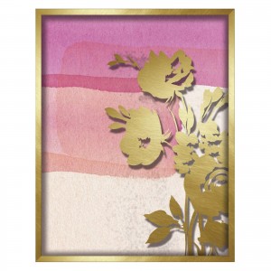 Pink Abstract Watercolor W. Peony Slihouette Shadowbox with Glass Screenprint   566068807